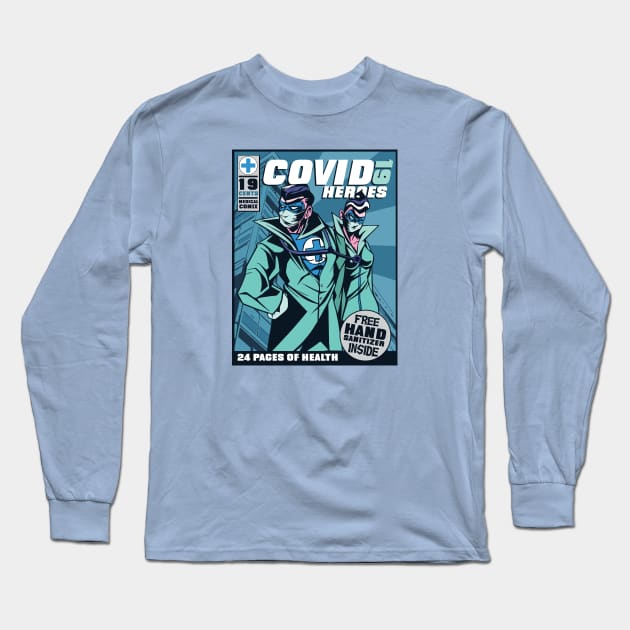 Covid 19 Comic Long Sleeve T-Shirt by Safdesignx